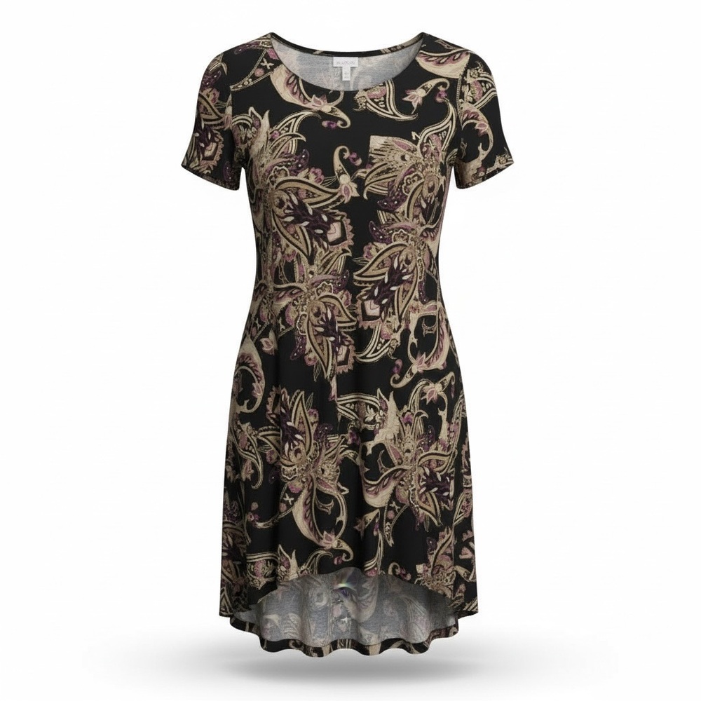 LuLaRoe Black and Tan Paisley High Low Dress